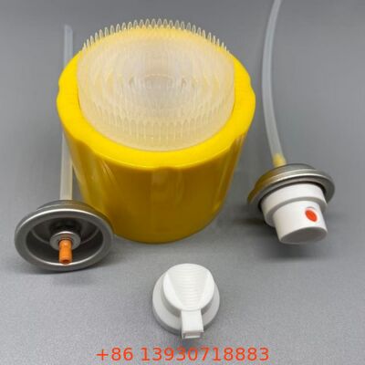 Multi-Purpose Foam Spray Valve with Integrated Brush Cap for Consistent Dispensing and Customizable Actuator